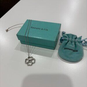 Vintage Tiffany & Co Heart Clover Silver Necklace